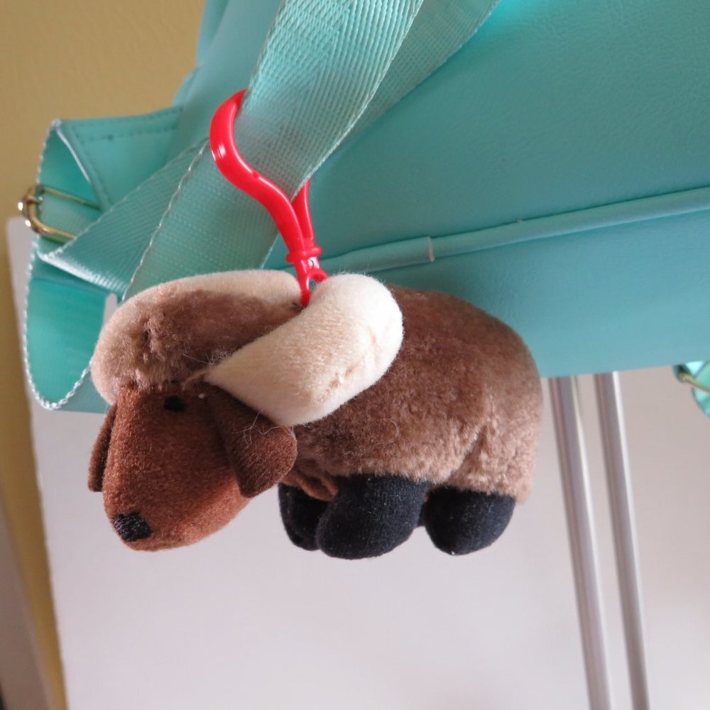 Bison Buffalo BACKPACK CLIP plush mini stuffed animal Cowboy, Farm, Western